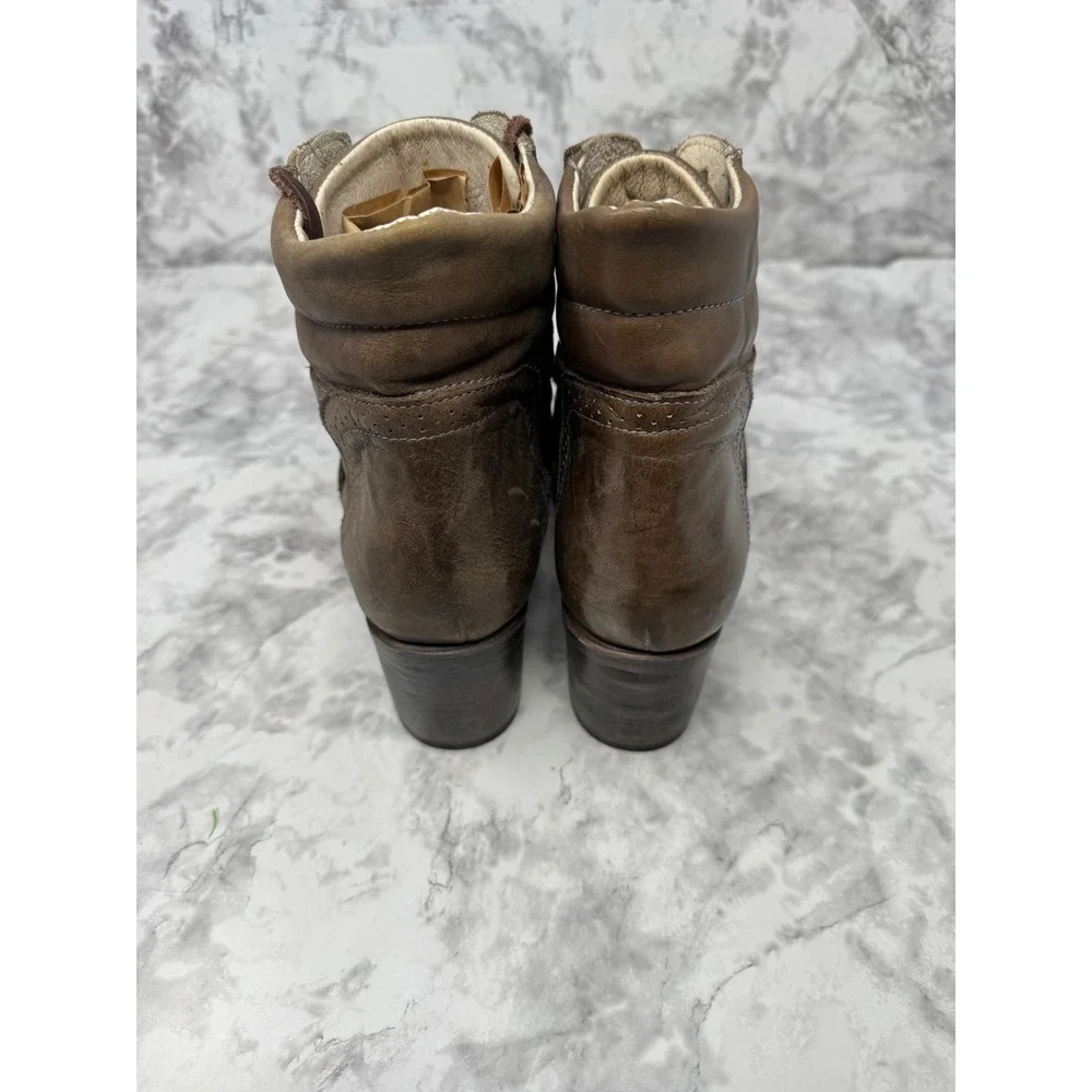 Freebird by Steven Cage Brown Leather Lace Up Ankle Boots Distressed Kiltie -8